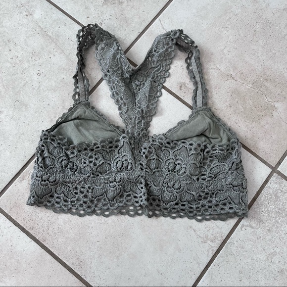 Aerie womens lace racerback bralette grey medium - Picture 2 of 4